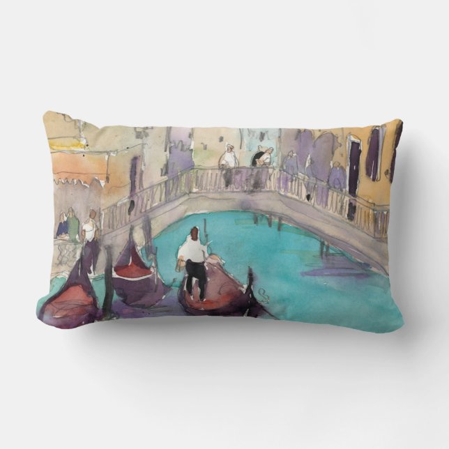 Reiseziele | Wasserfarbe Venedig Gondelfahrt Lendenkissen (Vorderseite)