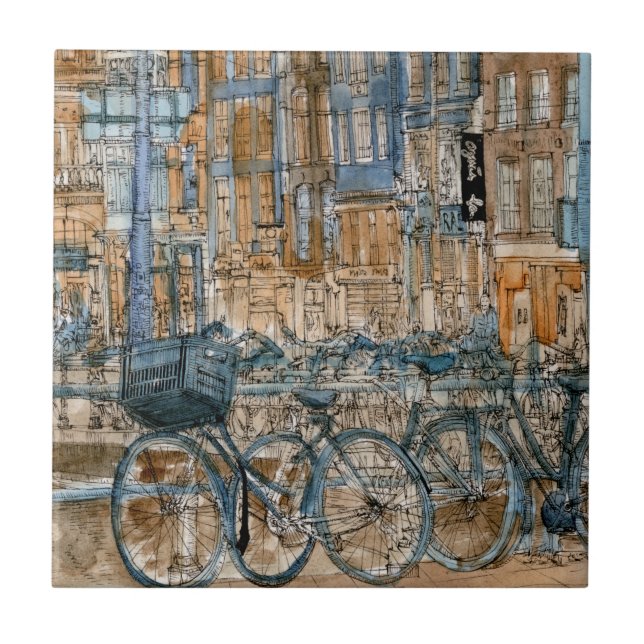Reiseziele | Watercolor New York City View Fliese (Vorderseite)