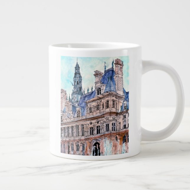 Reiseziele | Watercolor Rustic Hotel de Ville Jumbo-Tasse (Rechts)
