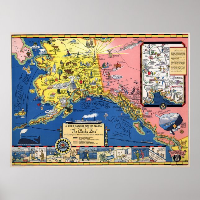 REISKARTE ALASKA 1934 POSTER (Vorne)