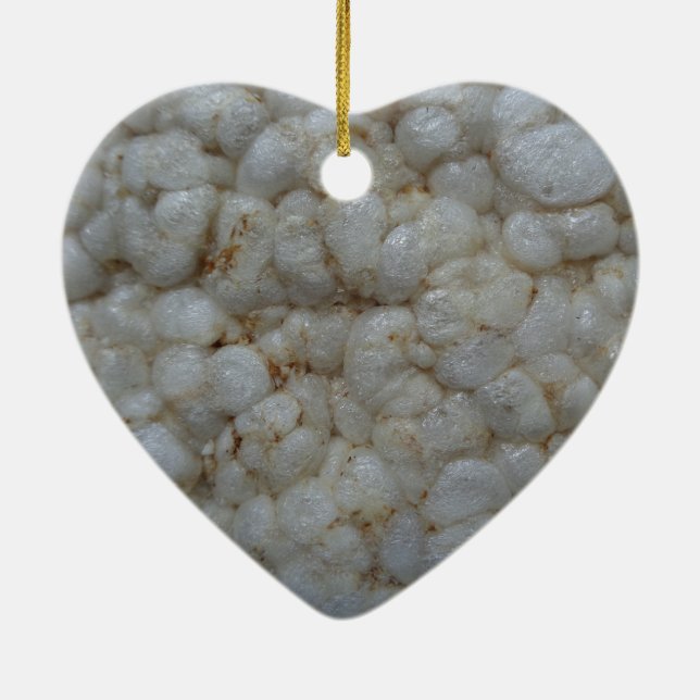Reiskuchen, gesunde Ernährung, weißer Imbiss Keramik Ornament (Hinten)