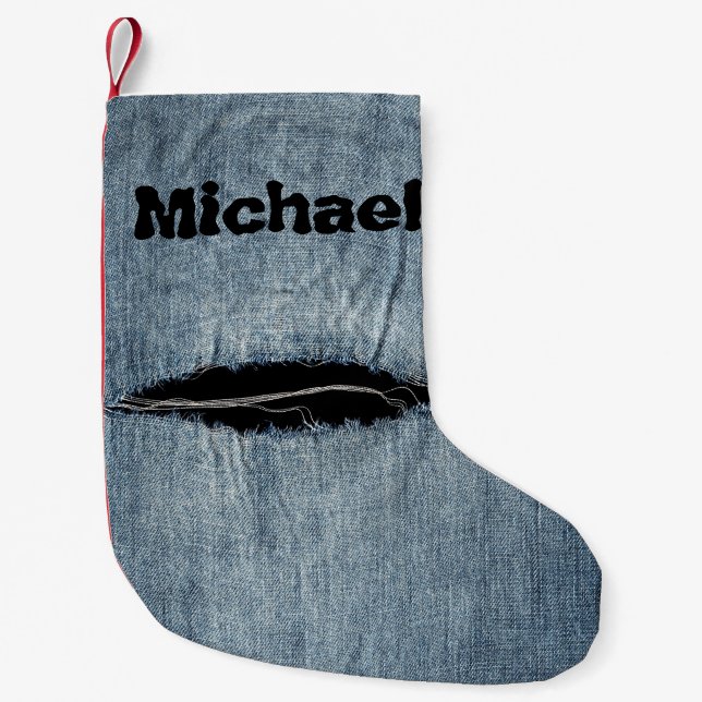 Reißende Jeans - Personalisiert Kleiner Weihnachtsstrumpf (Vorderseite)