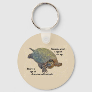 Reißende Schildkröte-geknitterte Alters-Klugheit Schlüsselanhänger
