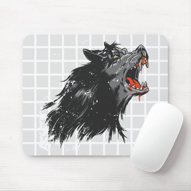 Reißendes Wolf-Gitter-Mauspad Mousepad (Mit Mouse)