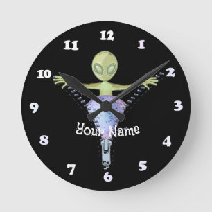 Reißverschluss Alien Runde Wanduhr
