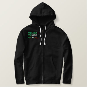 Reißverschluss, Mexiko, Tri farbestickerei Bestickter Hoodie