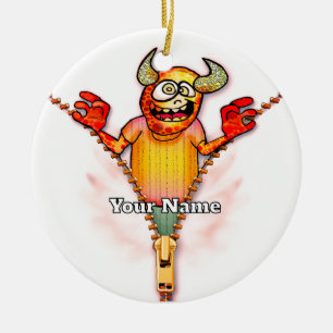 Reißverschluss-Monster Keramik Ornament