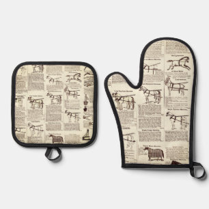 Reitantike Werbung Kunst Ofenhandschuh & Topflappen-Set