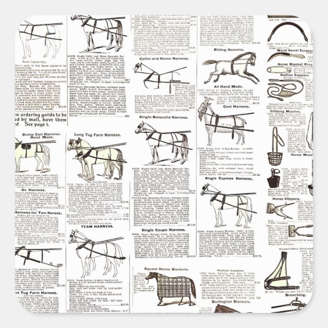 Reitantike Werbung Kunst Quadratischer Aufkleber (Vorderseite)