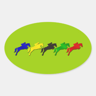 Reitbegleitung und Springpferd Ovaler Aufkleber