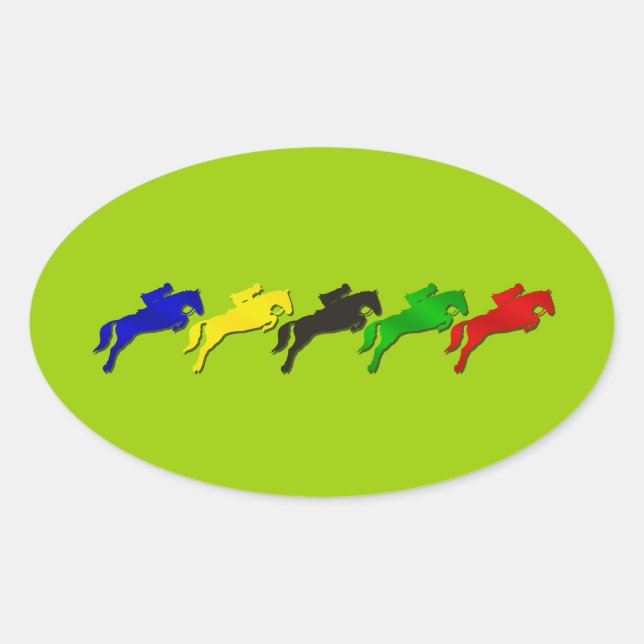 Reitbegleitung und Springpferd Ovaler Aufkleber (Vorderseite)