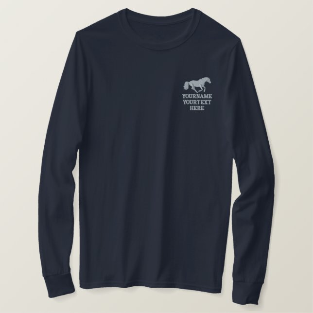Reitclub Besticktes Langarmshirt (Design vorne)