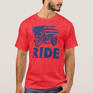 Reite, Biker Amerikanische Flagge T-Shirt