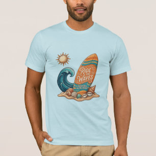 Reite die Wellen Surfboard Illustration - Tropisch T-Shirt
