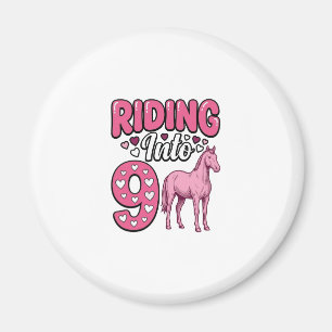 Reite in das 9 Pferd Geburtstagsmädchen Vintage-Sh Magnet