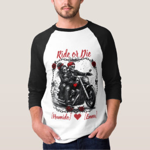 Reite oder Stirb Personalisiertes Skelett-Paar T-Shirt