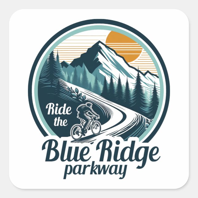 Reiten auf dem Blue Ridge Parkway Quadratischer Aufkleber (Vorderseite)