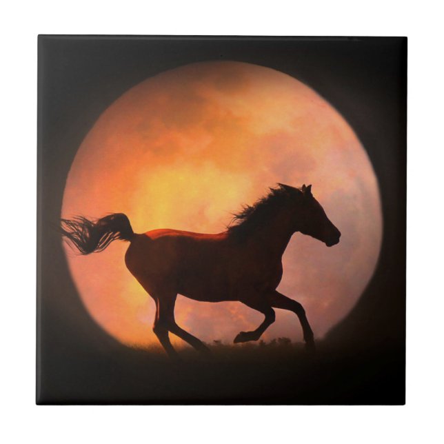 Reiten auf dem Mond Pferd Art Tile Fliese (Vorderseite)