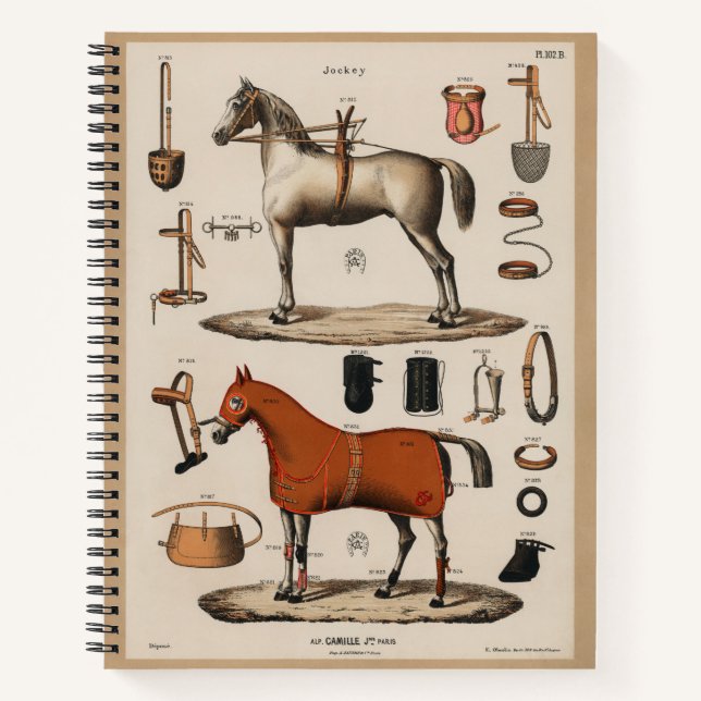 Reiten auf Vintagem Pferd Notizbuch (Vorderseite)