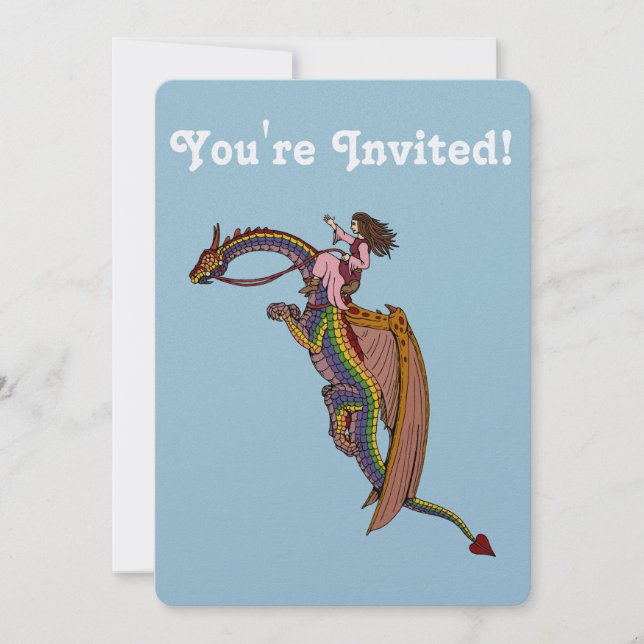 Reiten des Regenbogendrachen Einladung (Vorderseite)