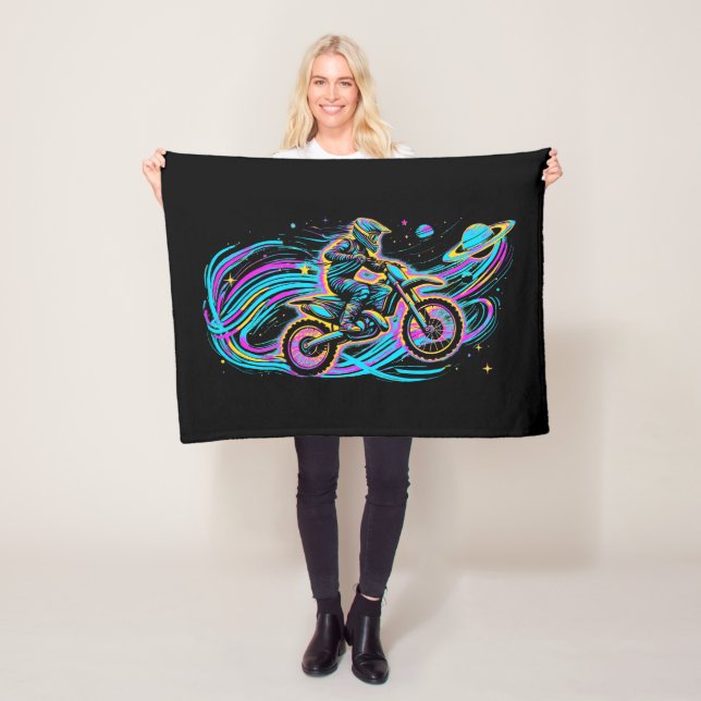Reiten durch den Weltraum - Motocross Rider Fleecedecke (Beispiel)