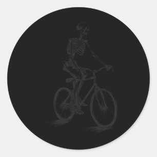 Reiten Fahrrad Beängstigend Halloween Skeleton Bik Runder Aufkleber