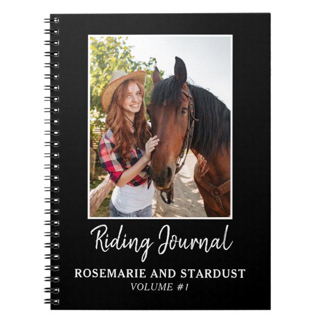 Reiten Foto Reitjournal Personalisiert Black Notizblock (Vorderseite)