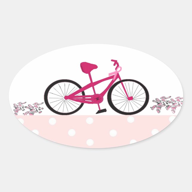 Reiten für einen heilenden rosa Bicyle Ovaler Aufkleber (Vorderseite)