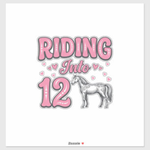 Reiten in 12 Pferdegeburtstags-Vektor-Design_1 Aufkleber