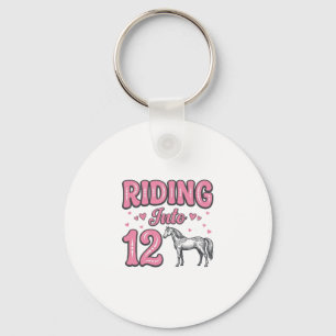 Reiten in 12 Pferdegeburtstags-Vektordesign_1 Schlüsselanhänger