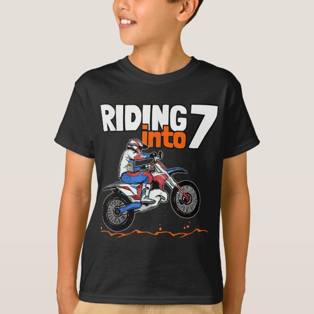 Reiten in 7 Dirt Bike 7 Jahre Altes Motocross Bir T-Shirt (Vorderseite)