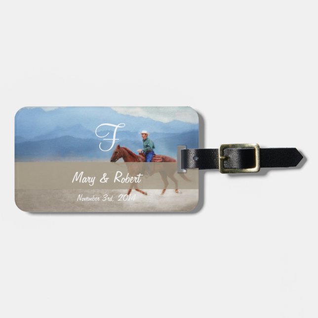 Reiten in das Wüsten-Monogramm Gepäckanhänger (Vorderseite horizontal)