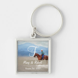 Reiten in das Wüsten-Monogramm Schlüsselanhänger
