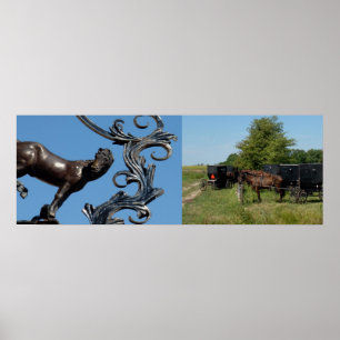 Reiten in der Stadt, Landpferde Poster
