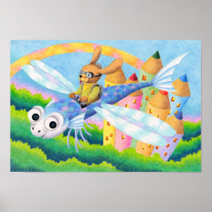 Reiten in einem fischförmigen Segelflugzeug. Poster