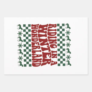 Reiten in einem Winter Wonderland hässlicher Weihn Geschenkpapier Set