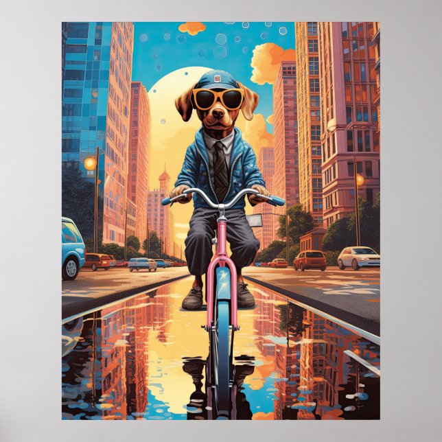 Reiten mit dem Fahrrad in der Stadt Poster (Vorne)