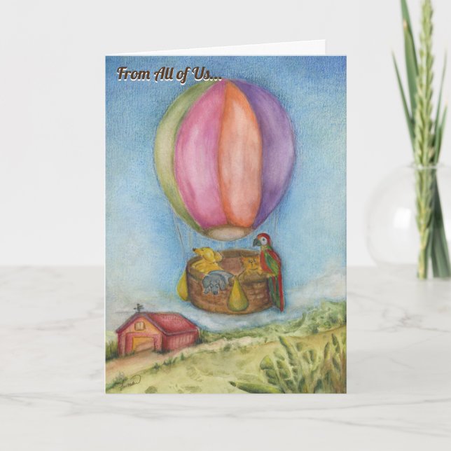 Reiten mit Freunden Hot Air Ballon Farm Tiere Dankeskarte (Vorderseite)