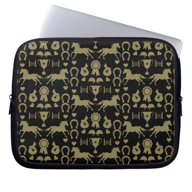 Reiten mit Gold Laptopschutzhülle (Vorderseite)