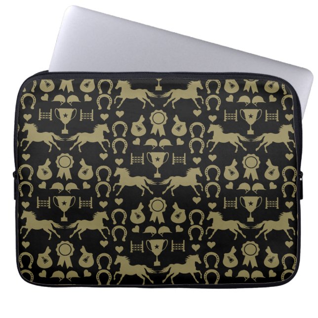 Reiten mit Gold Laptopschutzhülle (Vorderseite)