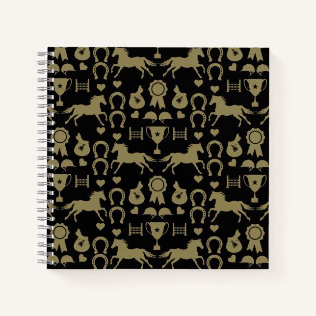 Reiten mit Gold Notizbuch (Vorderseite)