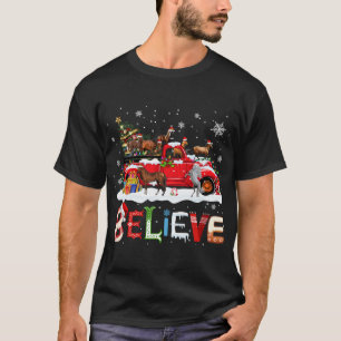 Reiten Red Truck Weihnachtsbaum glauben Sant T-Shirt