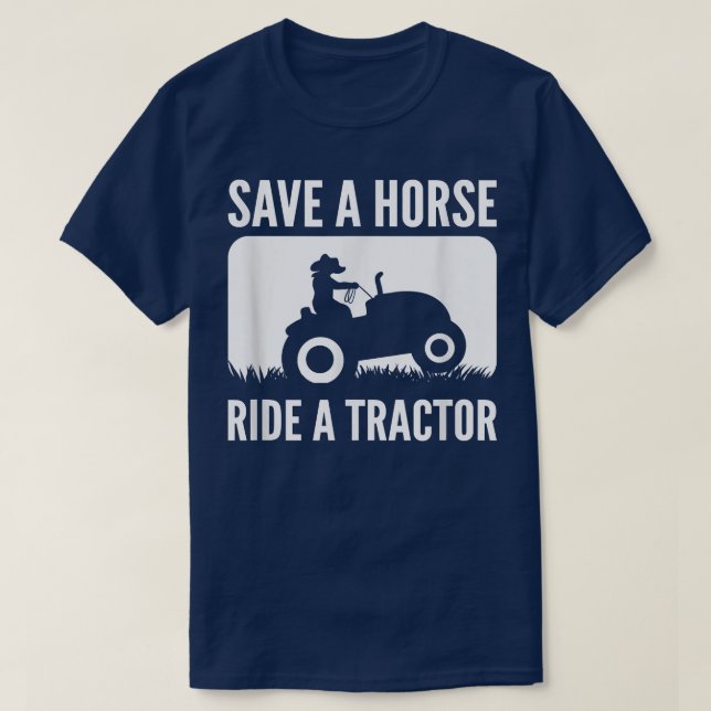 Reiten Sie eine Pferdereise auf einem Traktor Farm T-Shirt (Design vorne)