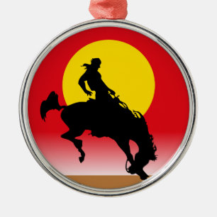Reiten Sie sie Cowboy Silbernes Ornament
