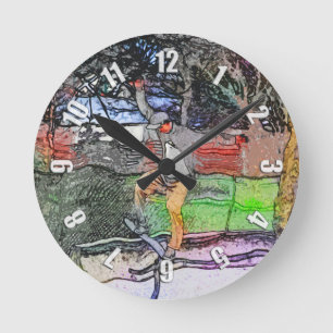 Reiten - Skateboarder-Design für Cartoon Runde Wanduhr