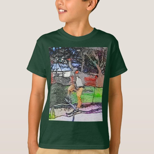 Reiten - Skateboarder-Design für Cartoon T-Shirt (Vorderseite)