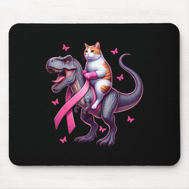Reiten T Rex Dinosaurier. Brustkrebs-Bewusstsein Mousepad (Vorne)