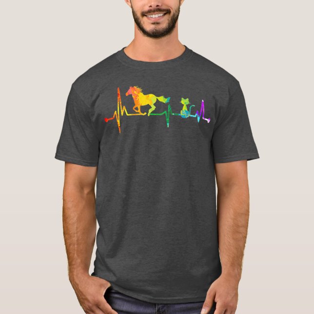 Reiten und Katzen Wasserfarben Reiter Lover T-Shirt (Vorderseite)