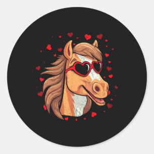 Reiten Valentine Pilze Niedliches Pferd Runder Aufkleber