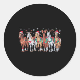 Reiten Weihnachtsmannmütze Weihnachtslicht Tierlov Runder Aufkleber